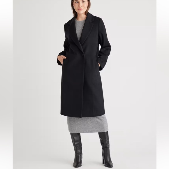 NWTs Quince Italian Wool Single Breasted Black Coat Size Small Size Medium - Picture 1 of 13